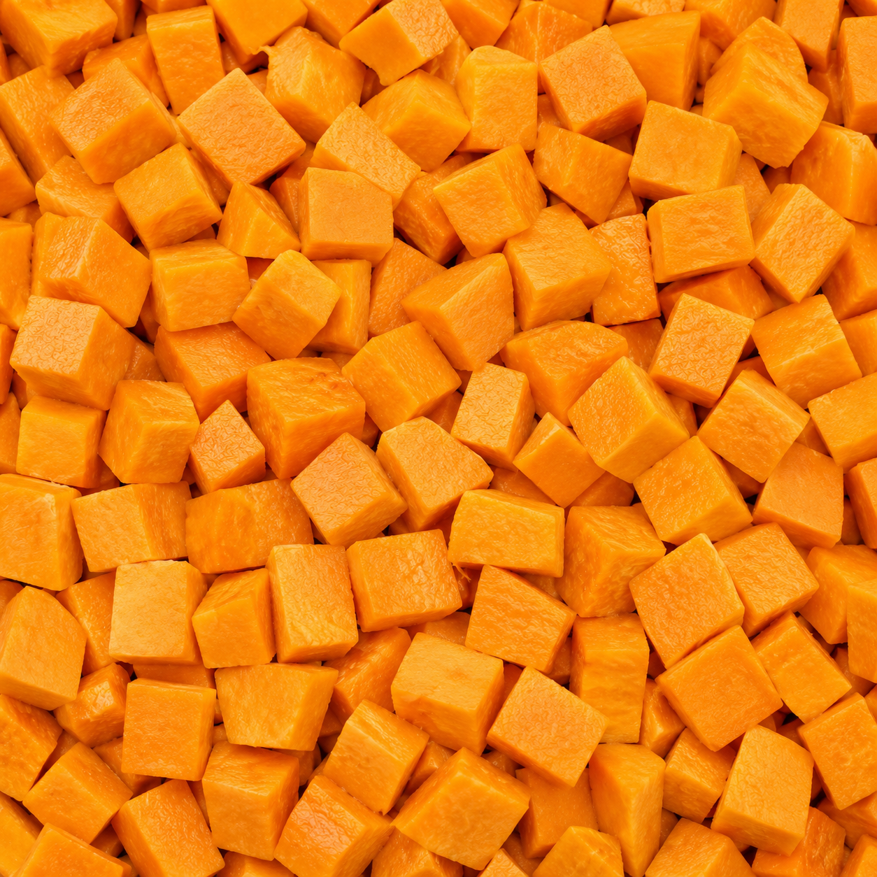 Cut and cleaned butternut from the prepared vegetable range
