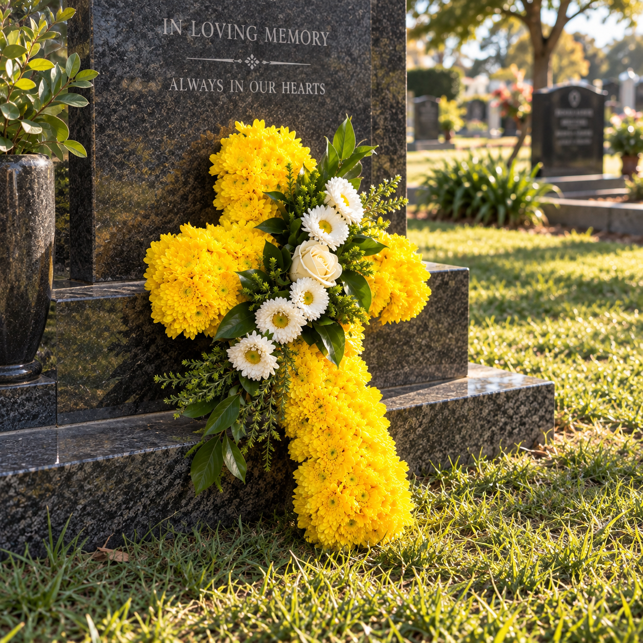 CR006_YellowSpraysWhiteSeedAstersGreenery